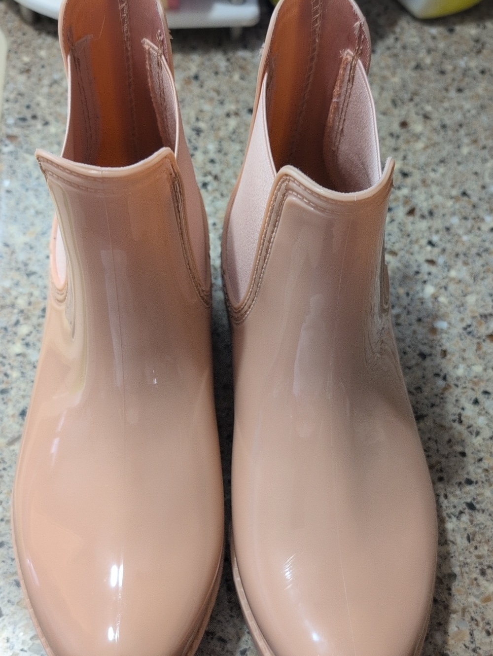 Womens Nude Patent Rosaline Rain Booties